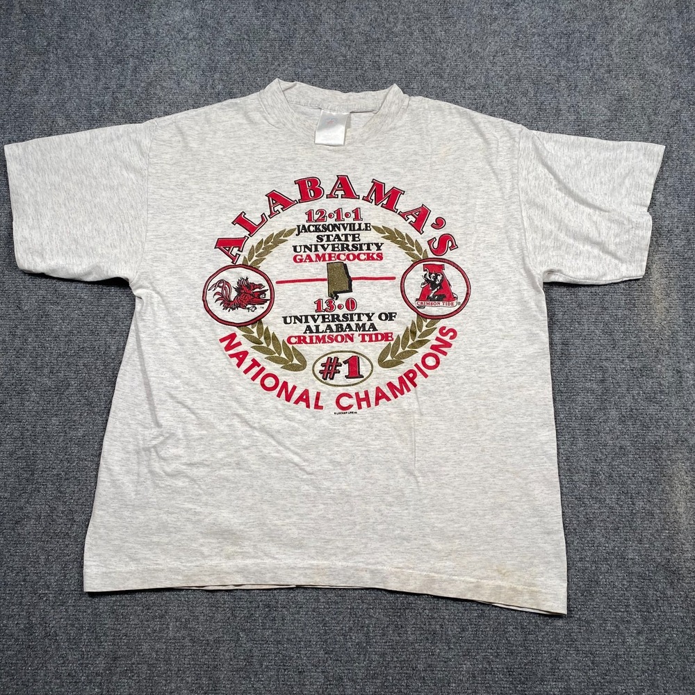 Alabama's #1 National Champions Shirt XL Gray Gamecocks & Crimson Tide Union‎